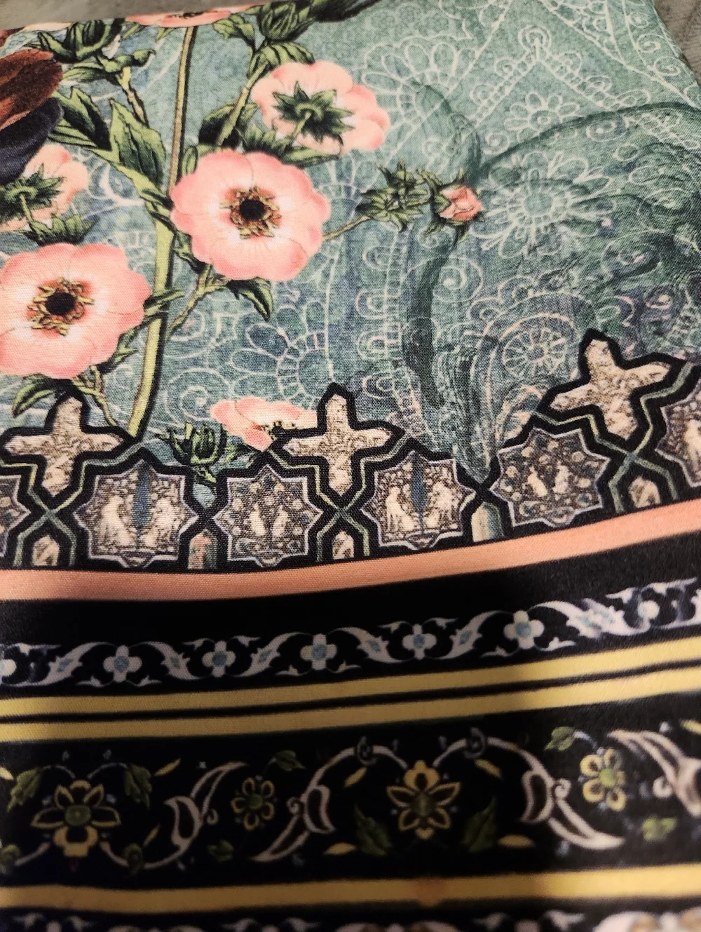 Teal Floral Boho Slip Dress L - Picture 4 of 10